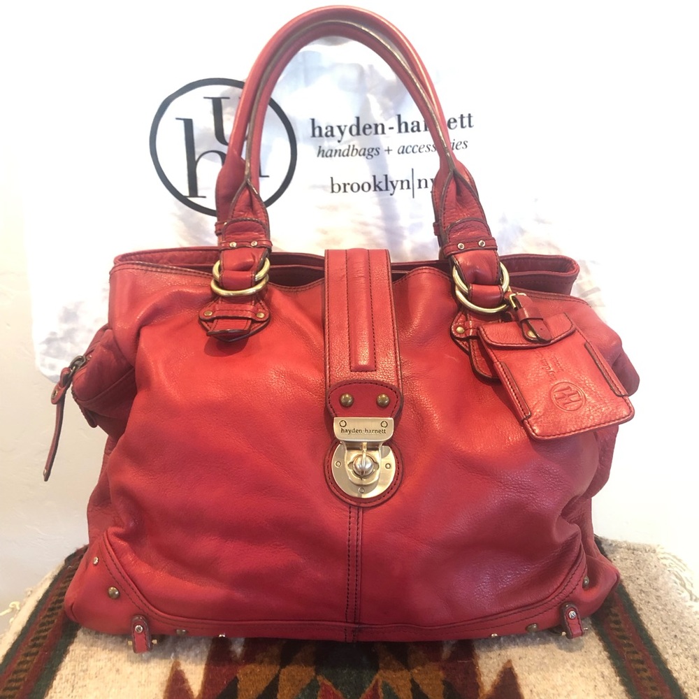 Hayden-Harnett Genuine red leather shoulder bag